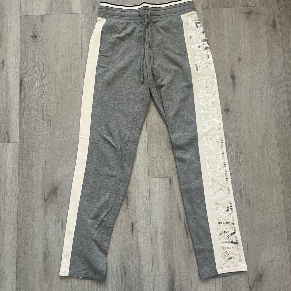 PINK Victoria's Secret Gray and Cream Sweatpants